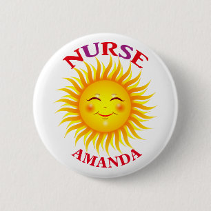 Glückliche personalisierte Krankenschwester Sun Button