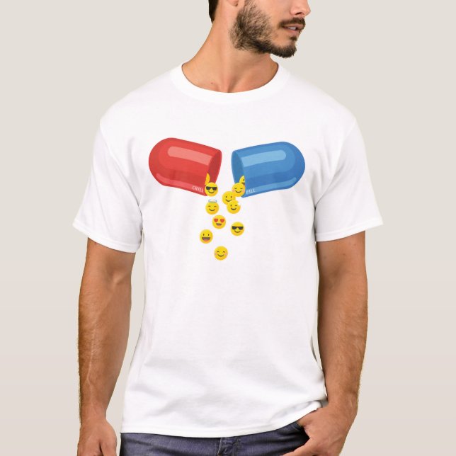 glückliche Pille: Positive Emoticons T-Shirt (Vorderseite)