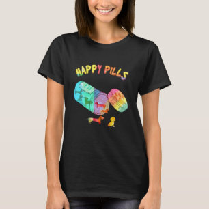 Glückliche Pillen Bunter Dachshund Hund T-Shirt