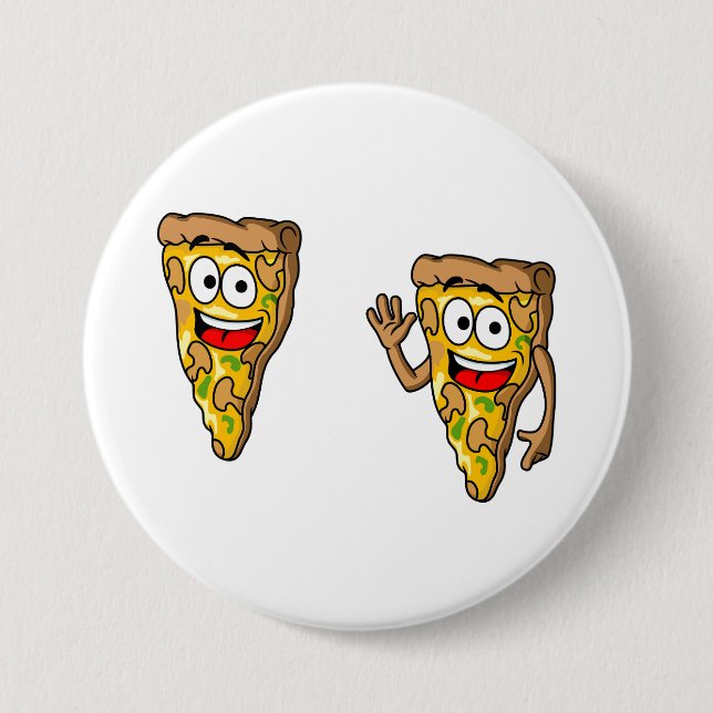 Glückliche Pilz-Pizza-Stücke Button (Vorderseite)