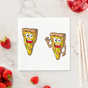 Glückliche Pilz-Pizza-Stücke Serviette