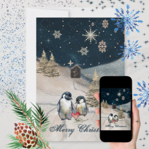Glückliche Pinguinfamilie Feiertagskarte