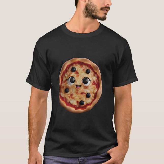 Glückliche Pizza Realistisch T-Shirt (Vorderseite)