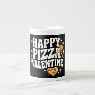Glückliche Pizza Valentinstag Lustiges Pizza Liebe Prozellantasse