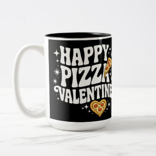 Glückliche Pizza Valentinstag Lustiges Pizza Liebe Zweifarbige Tasse