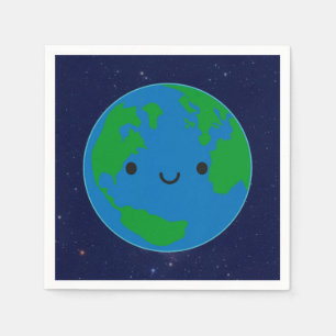 Glückliche Planeten-Erde Serviette