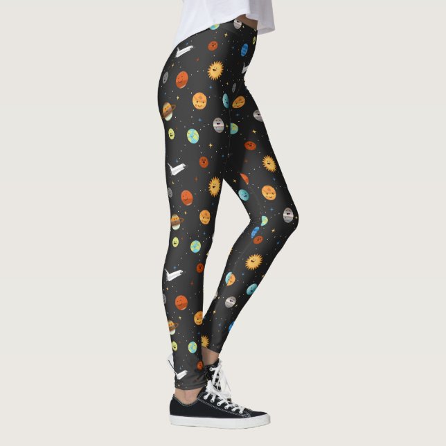 Glückliche Planeten im Weltraum Leggings (Rechts)