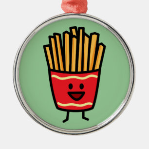 Glückliche Pommes-Frites Silbernes Ornament