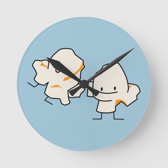 Glückliche Popcornkerne, gebutterten Mais knallend Runde Wanduhr (Vorderseite)