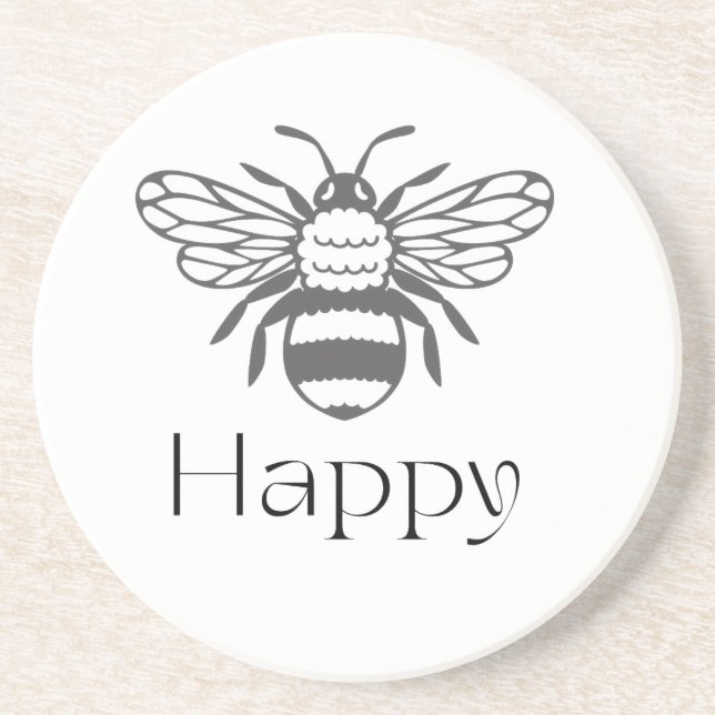 Glückliche positive Bienen-Affirmation-Geschenk fü Getränkeuntersetzer (Vorne)