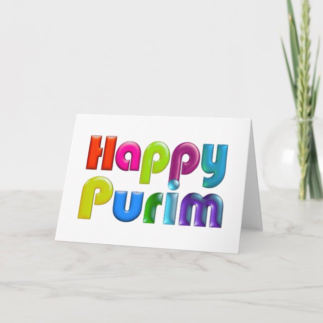 GLÜCKLICHE PURIM flippige bunte Grußkarte Karte (Vorderseite)