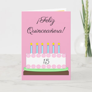 Glückliche Quinceañera auf Spanisch: Rosa Karte