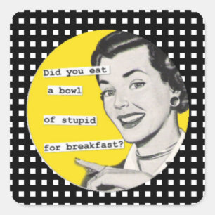 Glückliche Retro Hausfrau-Schüssel dumme Aufkleber