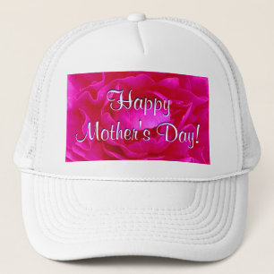 Glückliche Rosa-Rose der Mutter Tages Truckerkappe