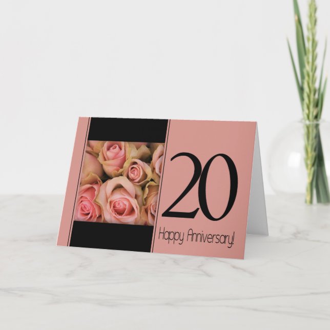 Glückliche Rose zum 20. Jahrestag Karte (Vorderseite)