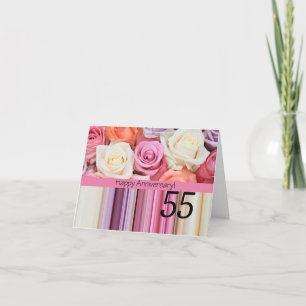 Glückliche Rose zum 55. Jahrestag Karte