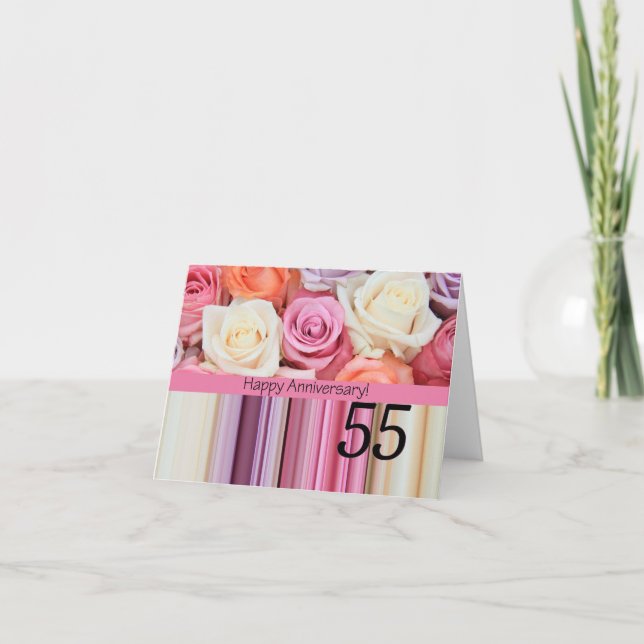 Glückliche Rose zum 55. Jahrestag Karte (Vorderseite)