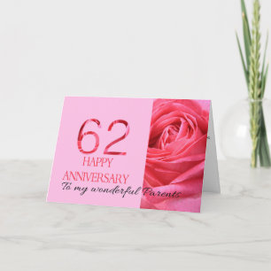Glückliche Rose zum 62. Geburtstag für Eltern Karte