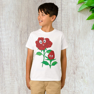 Glückliche rote Rosenfiguren T-Shirt