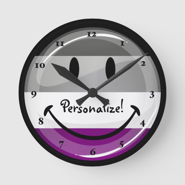 Glückliche runde asexuale Flagge Wanduhr (Vorderseite)