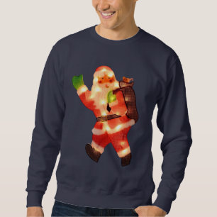 Glückliche Sankt mit Imitat-Weihnachtslichtern Sweatshirt