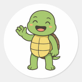 Glückliche Schildkröte Runder Aufkleber