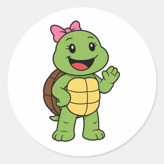 Glückliche Schildkröte Runder Aufkleber (Vorderseite)