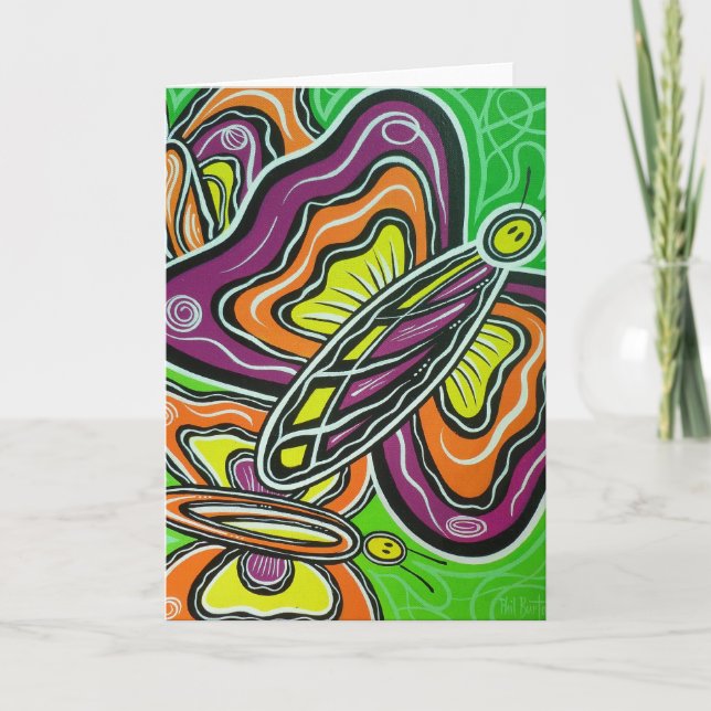 Glückliche Schmetterlings-leere Gruß-Karte Karte (Vorderseite)