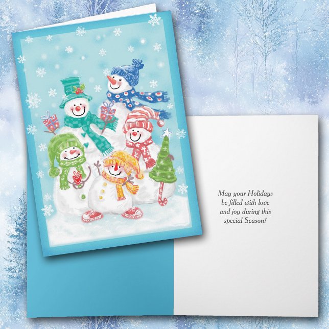 Glückliche Schneemann Retro-Weihnachtskarte Feiertagskarte (Von Creator hochgeladen)