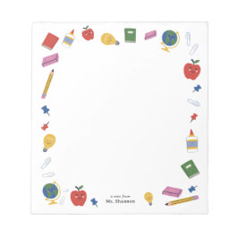 Glückliche Schulnoten des Lehrers Notizblock