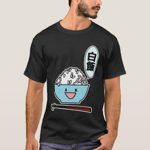 Glückliche Schüssel weißer Reis Essstäbchen Kohlen T-Shirt