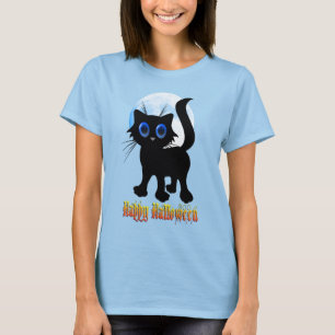 Glückliche schwarze Kätzchen-Shirts Halloweens T-Shirt