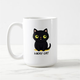 Glückliche schwarze Katze Kaffeetasse
