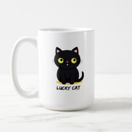 Glückliche schwarze Katze Kaffeetasse