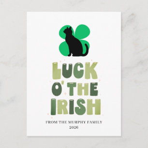 Glückliche schwarze Katze Kleeblatt St. Patrick's Feiertagspostkarte