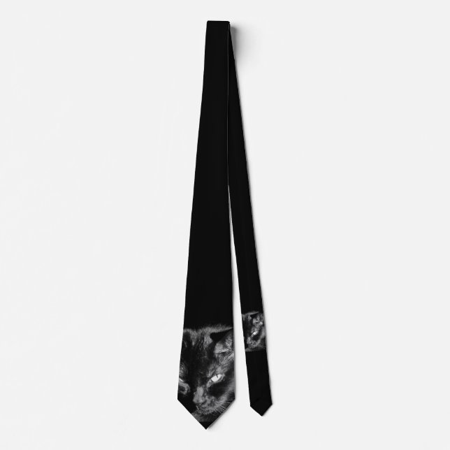 Glückliche schwarze Katze passt Sie auf Krawatte (Vorderseite)