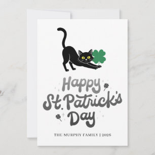 Glückliche schwarze Katze Shamrock Foto St. Patric Feiertagskarte