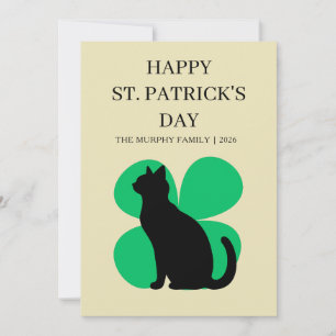 Glückliche schwarze Katze Shamrock Foto St. Patric Feiertagskarte