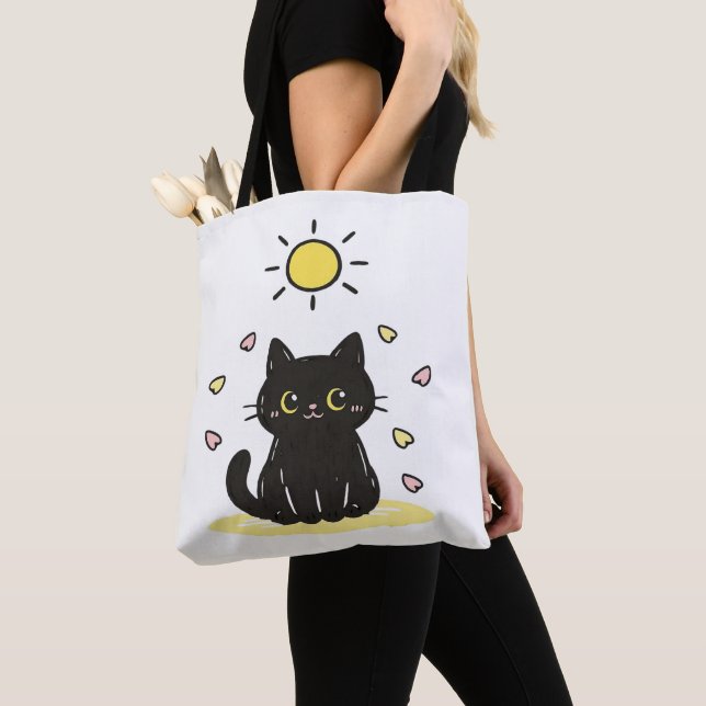 Glückliche schwarze Katze Sonnenschein (Von Nahem)