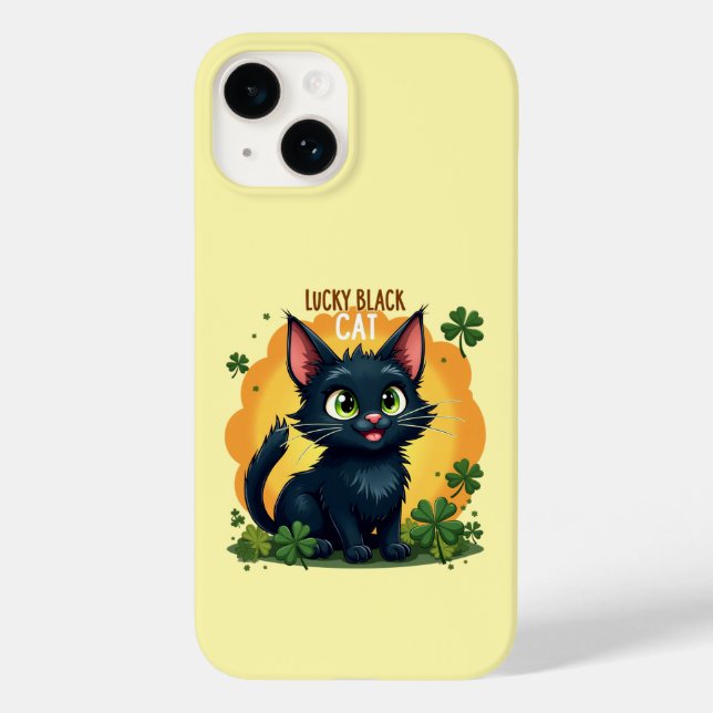 Glückliche schwarze Katze: St. Patrick's Day Clove Case-Mate iPhone Hülle (Rückseite)