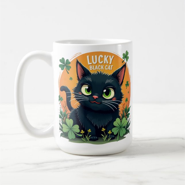 Glückliche schwarze Katze: St. Patrick's Day Clove Kaffeetasse (Links)