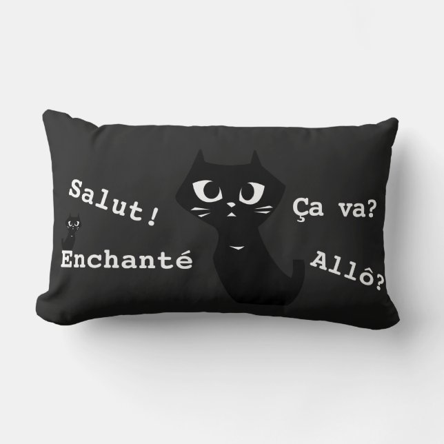 Glückliche schwarze Katzen Gruß & Special R Lendenkissen (Vorderseite)