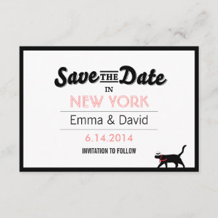 Glückliche schwarze Katzen-mutige GrenzSave the Save The Date