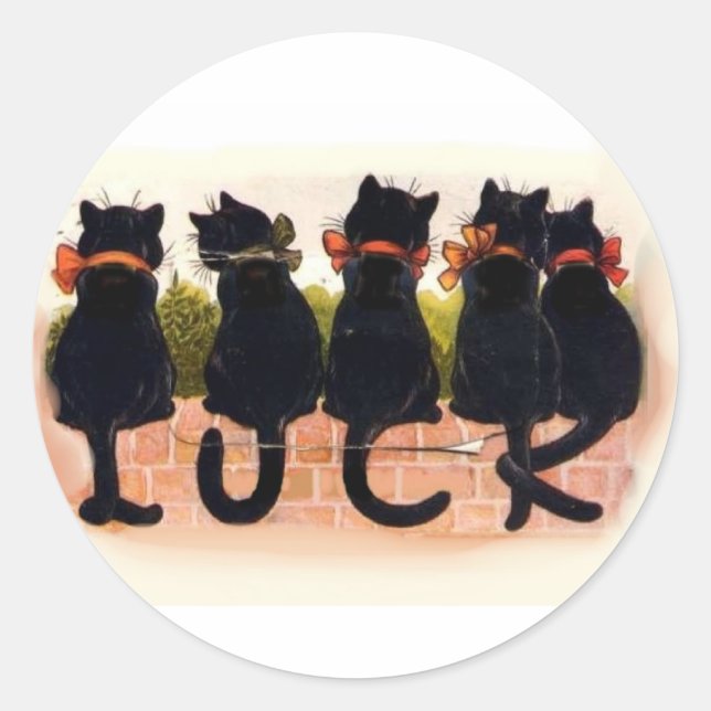 Glückliche schwarze Katzen Runder Aufkleber (Vorderseite)