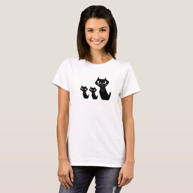 Glückliche schwarze Katzen T-Shirt (Vorne ganz)