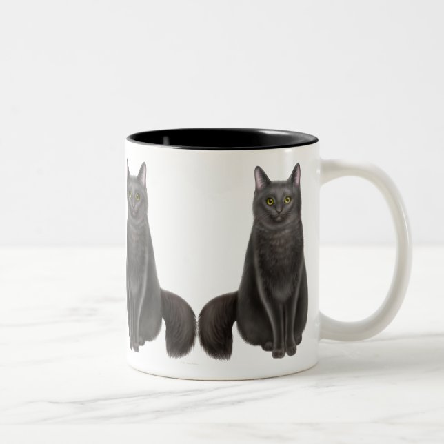 Glückliche schwarze Katzen-Tasse Zweifarbige Tasse (Rechts)