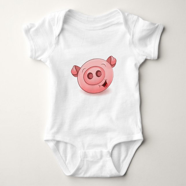 Glückliche Schwein-Ikone Baby Strampler (Vorderseite)
