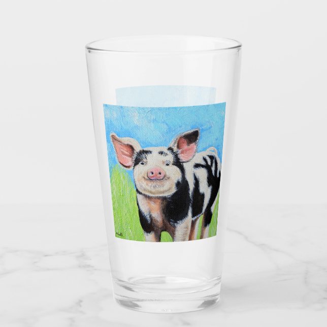 Glückliche Schwein Malerei Glas (Vorderseite)