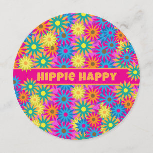 Glückliche Sechzigerjahre des Hippie Retro Einladung