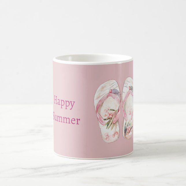 Glückliche Sommer-Rosa Sandalen Kaffeetasse (Mittel)